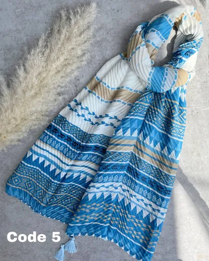 شال میکس پلیسه آبی 3880