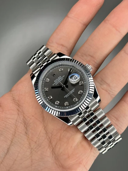 ساعت مچی رولکس سوئیسی سیلور ایندکس نگین صفحه خاکستری Rolex Datejust