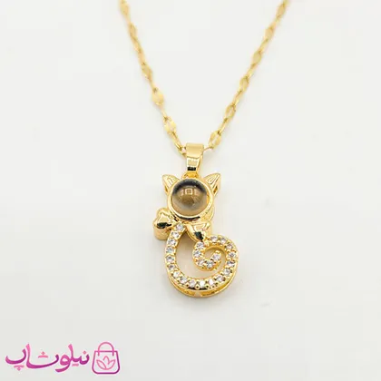 گردنبند دوستت دارم به صد زبان طرح گربه