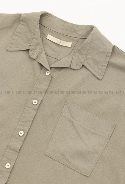 شومیز ساده رنگی لینن کد1005305