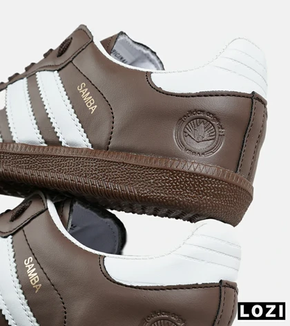 کفش کتانی مردانه و زنانه قهوه ای سفید ADIDAS Samba