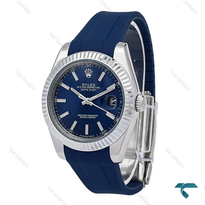 ساعت مردانه رولکس DateJust 2 بند رابر سرمه ای Rolex-6606-G