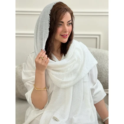شال ساده نخی حصیری دورریش
