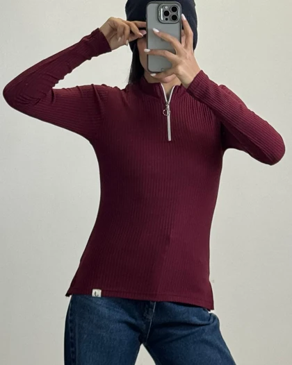 بلوز نیم زیپ راه پهن کد 1400178