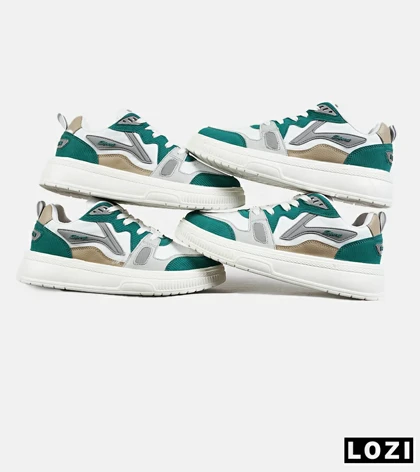 کفش کتانی مردانه سفید طوسی سبز FASHION مدل 7426