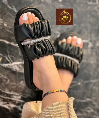 دمپایی روفرشی نگینی زنانه دخترانه چروک نگین