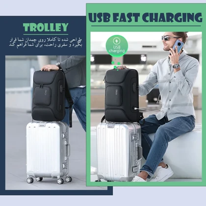 کوله پشتی اورجینال بنج مدل BANGE - BG7216 PLUS + قفل ضد سرقت