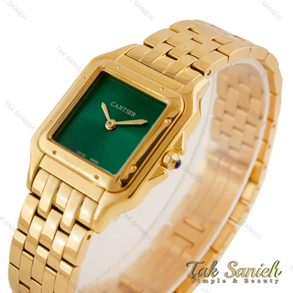 ساعت کارتیر زنانه طلایی صفحه سبز مدیوم Cartier-4474-L