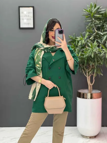 مانتو لینن آستین گت دار ده دکمه