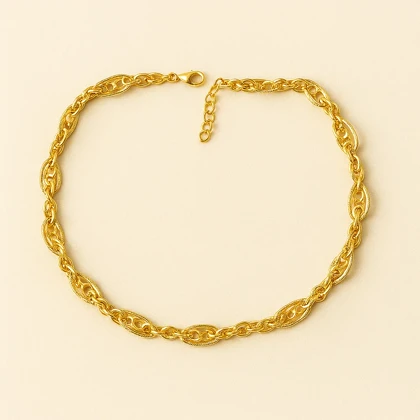 گردنبند زنانه زنجیری استیل طلایی مدل کلاسیک