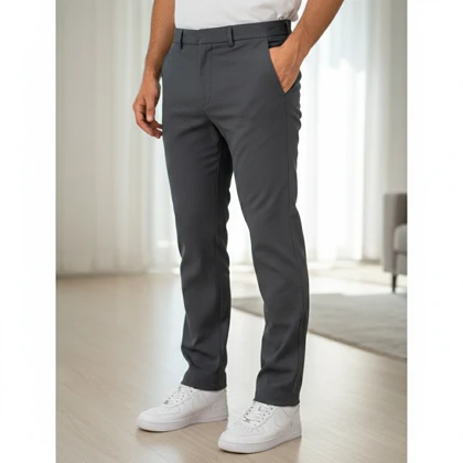 شلوار مردانه بنگال کش دم پا ساده مدل Behnam-طوسی تیره