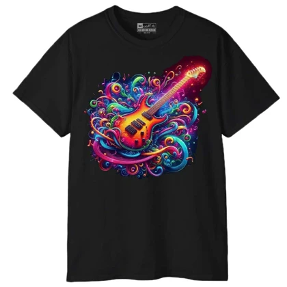 تیشرت آستین کوتاه مردانه پاد آفرین مدل جذاب گیتار کد 1637