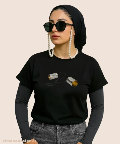 کراپ زنانه نوستالژی طرح تلفن قوطی