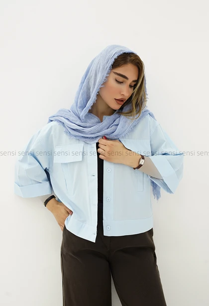 شومیز لینن دوجیب کد1006193