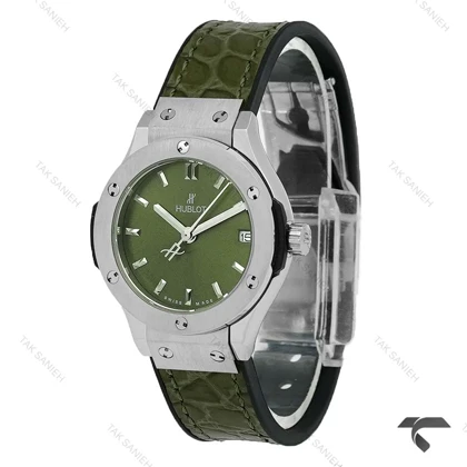 ساعت مچی هابلوت زنانه مینی استیل بند چرم سبز Hublot-10636-L