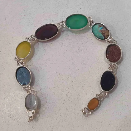 دستبند نقره ام البنین کد 2 (9 سنگ)