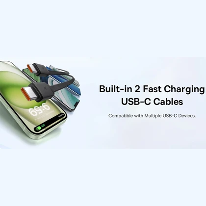 پاوربانک 10000 میلی‌آمپر USB و تایپ‌سی 30 وات بیسوس Qpow 2 PPQD4-10C