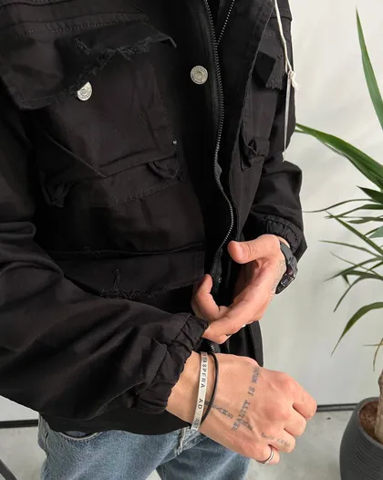 کت کتان مردانه چهار جیب ساده مشکی YEP