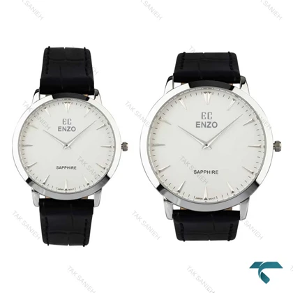 ساعت ست انزو EC-1702AES بند چرم نقره ای Enzo-8105-S