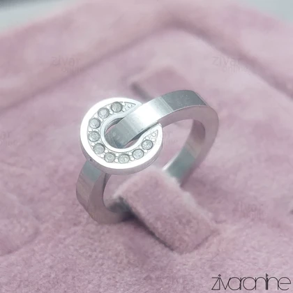 انگشتر زنانه با آویز کامپس نقره ای 30157