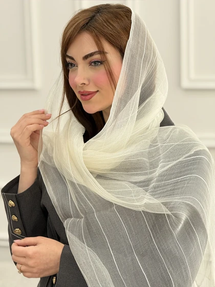 شال حریر شیشه ای راه راه