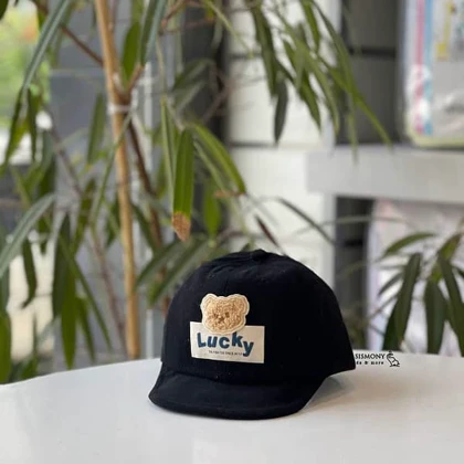 کلاه نقابدار نوزادی مخمل طرح LUCKY