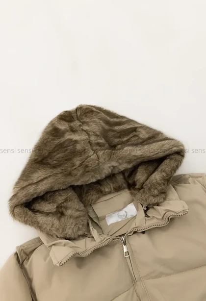 کاپشن وارداتی آستر دار کلاه پوست کد1004857