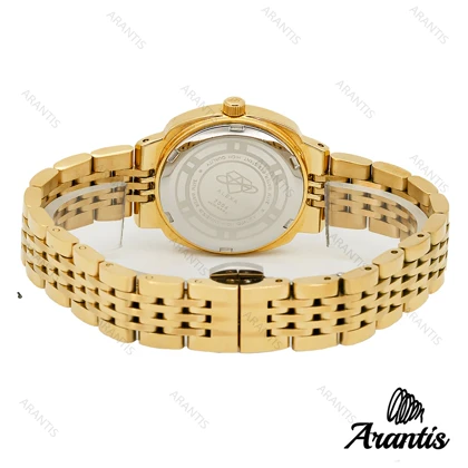 ساعت الکسا 2004z زنانه طلایی دور نگین صفحه سفید w-10136