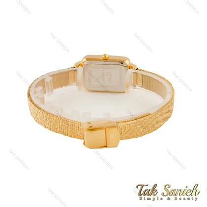 ساعت دنیل ولینگتون زنانه مستطیلی حصیری طلایی صفحه سفید DW-5625-L