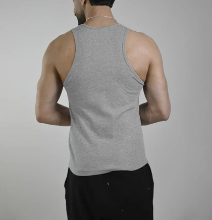 رکابی تنک تاپ کبریتی مردانه جیم شارک مدل B2A7A طوسی روشن