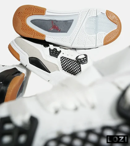 کتانی ساق‌دار زنانه و مردانه سفید مشکی Nike air jordan 4 مدل 6593