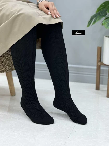جوراب شلواری بافت گندمی طرح پنتی کد 329257