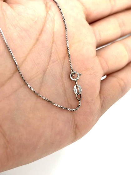 گردنبند نقره ایتالیایی زنانه پلاک مستطیل 1002