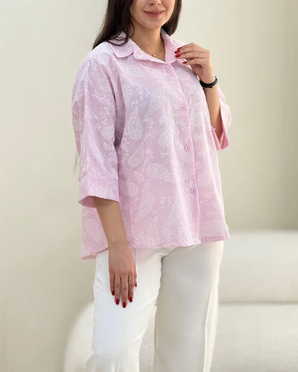 شومیز لینن گلدوزی ترمه