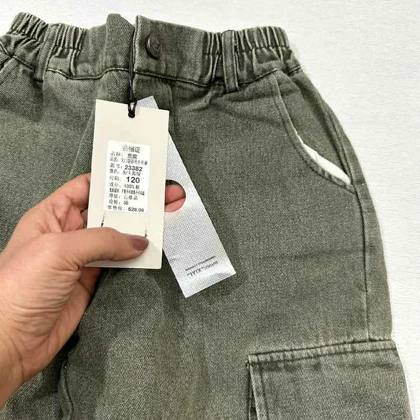 شلوار کارگو جین بچه گانه سنگشورشده 6 جیب اورجینال