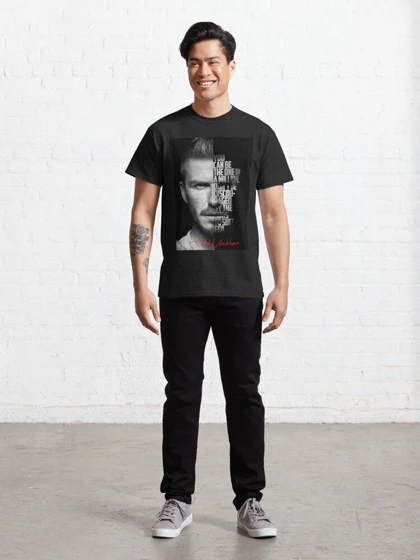 تیشرت ورزشی رئال مادرید | تیشرت Real Madrid CF طرح Black and white David Beckham quote کد 143502