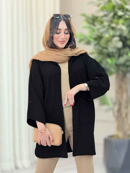 مانتو جیب برش‌دار پایین هلال