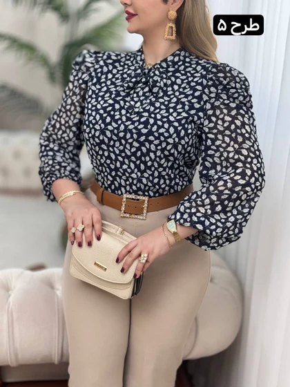 شومیز حریر آستین پف 2705