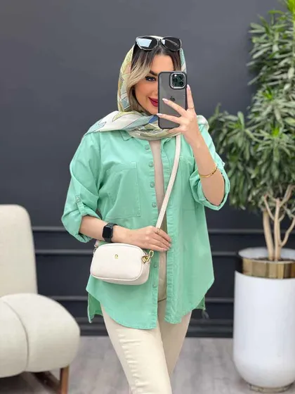 مانتو لینن رنگی بغل پنج دکمه