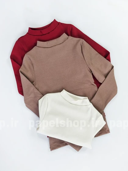 بلوز کبریتی یقه سه سانت آستین بلند