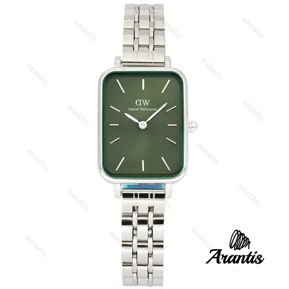 ساعت DW زنانه مستطیلی استیل صفحه سبز w-7816