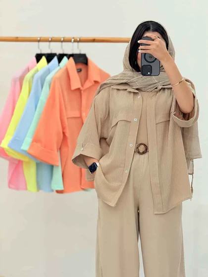 مانتو برش‌دار سر آستین دکمه