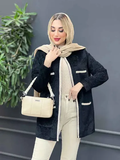 مانتو مخمل نوار دوزی