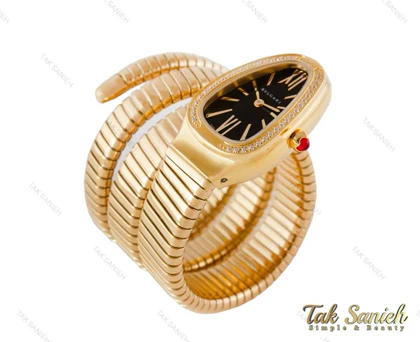 ساعت بولگاری ماری زنانه طلایی مشکی نگین‌دار Bvlgari-4022-L