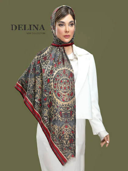 روسری نخی طرح فرش
