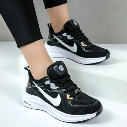 کتانی اسپرت نایک زوم زنانه zoom ورزشی رویه بافت رنگ مشکی کد 013878