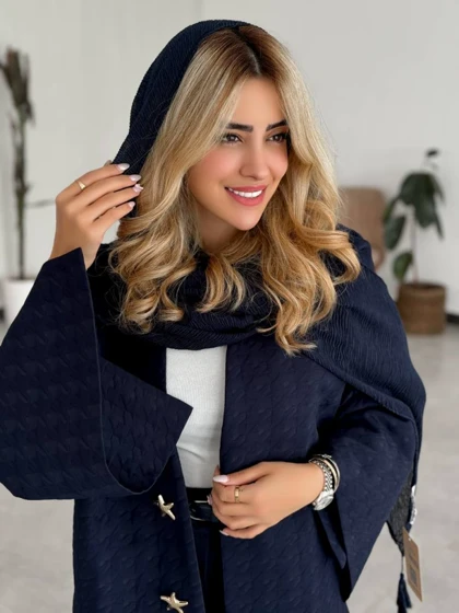 کت ژاکارد سورمه‌ای زنانه کد SOKA