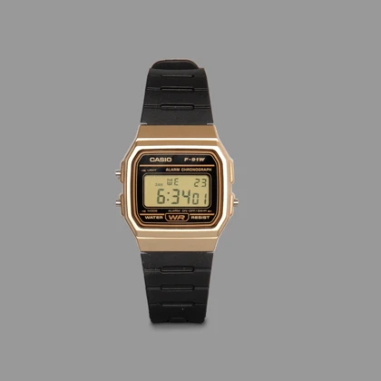 ساعت کاسیو یونیسکس مشکی طلایی Casio F91-W Unisex Black Gold