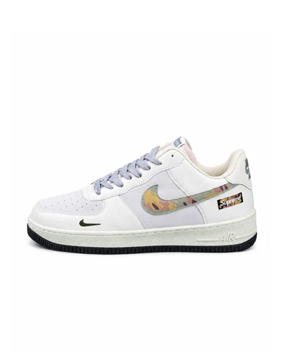 کفش کتانی مردانه مدل نایک ایرفورس کاستوم کرم سبز Nike air force