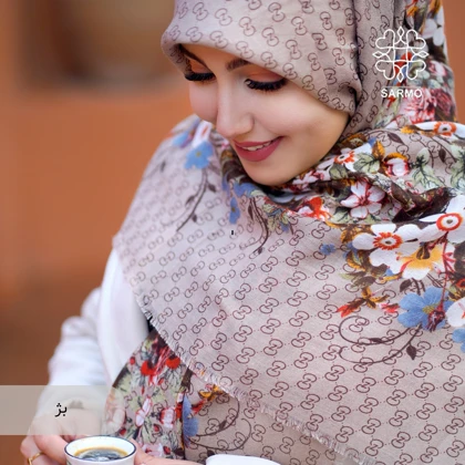 روسری نخ پنبه گوشی گل